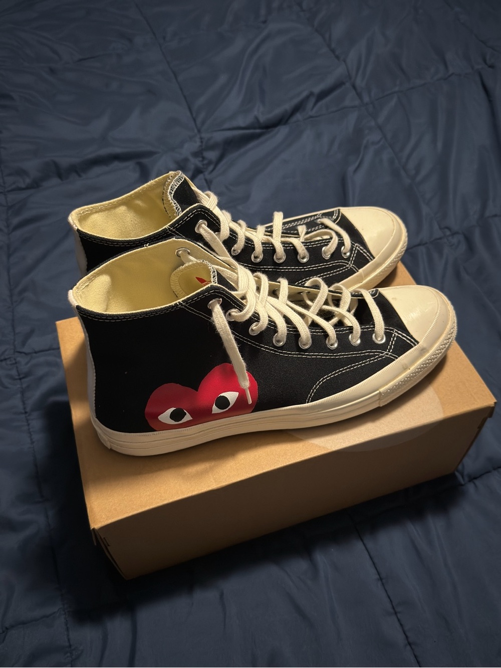 Comme des Garcons PLAY Chuck Taylor Black High-Top Sneakers with Red Heart